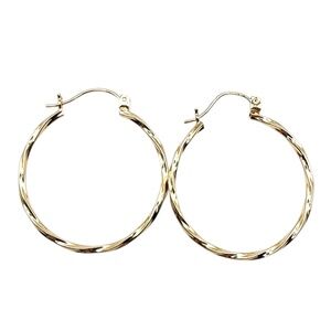 14 Karat Yellow Gold Twisted Circle Hoop Earrings #20463
